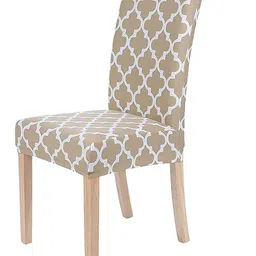 HOUSE OF QUIRK Single Beige & White Printed Chair Cover-picture-19