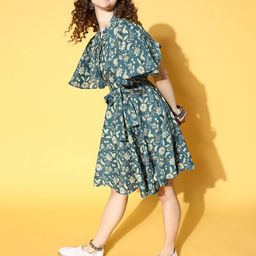 anayna Tranquil Teal Floral All in the Details Dress-picture-49