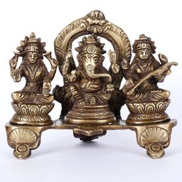 Exotic India Gold-Toned & Black Religious Brass Ganesha Showpiece-image-43