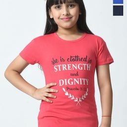 BAESD Girls Pack of 3 Typography Printed Applique T-shirt-34