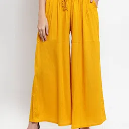 Clora Creation Women Pack Of 2 Yellow & White Solid Wide Leg Palazzos image 3