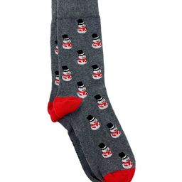 Mint & Oak Men Grey & Red Patterned Frosty Fun Calf-Length Socks-26