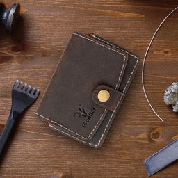 Goatter Unisex Coffee Brown Leather Card Holder-18