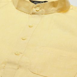 SOJANYA Men Yellow Regular Kurta with Pyjamas image 5