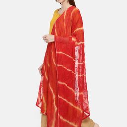 Dupatta Bazaar Red & Beige Embroidered Dupatta image 5