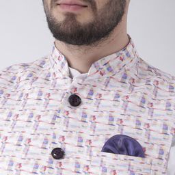 Hangup Men Multicoloured Printed Nehru Jacket image 3