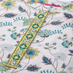 Varanga Floral Printed Regular Thread Work Kurta With Trousers & Dupatta image 2
