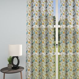 GM Indulgence Off White & Blue Embroidered Sheer Door Curtain-image-48