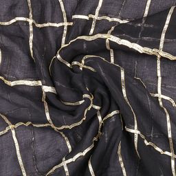 Dupatta Bazaar Black & Gold-Toned Checked Dupatta image 3