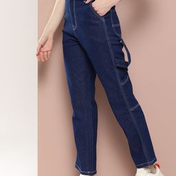 Harvard Women Straight Fit High-Rise Cargo-Style Jeans-image-100