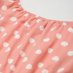 BRINNS Peach-Coloured & White Printed A-Line Midi Dress image 3