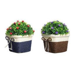 FOLIYAJ Set of 2 Artificial Flowering Plants with Pots image 3