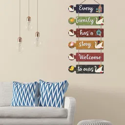 ArtVibes Green & Red Family Story Quotes Wall Decor-picture-11
