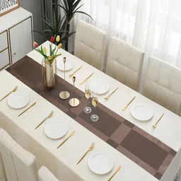 HOKIPO Brown Geometric Rectangular Table Runner image 5