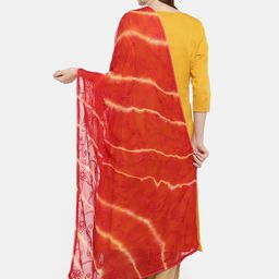Dupatta Bazaar Red & Beige Embroidered Dupatta image 3