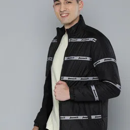 HERE&NOW Men Typography Printed Mock-Collar Padded Jacket image 5