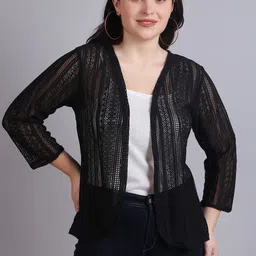 Dressitude Self Design Open Front Cotton Shrug image 5