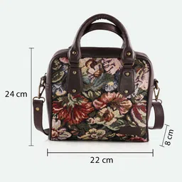 RUDHIRA Floral Printed Leather Structured Handheld Bag image 4