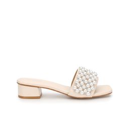 Truffle Collection Embellished PU Block Mules image 5