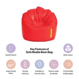 THREADVIBE LIVING Red Bean Bag Sofa With Bean image 4