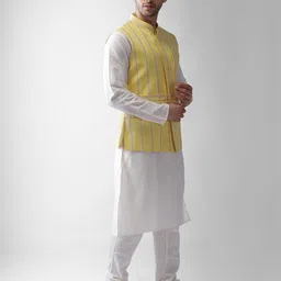 KISAH Men Yellow Regular Kurta with Pyjamas image 2