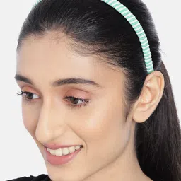 AccessHer Women Green & White Striped Hairband-image-76