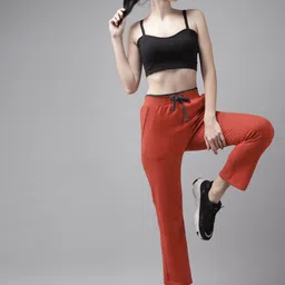 Cayman Women Rust Red Solid Cotton Cropped Track Pants-picture-30