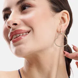 DressBerry Heart Shaped Stone-Studded Drop Earrings-53