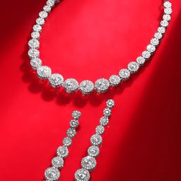 Rubans Rhodium-Plated CZ-Studded Necklace & Earrings-0