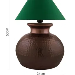 Homesake Copper-Toned & Green Textured Hammered Pitcher Handcrafted Table Lamp with Shade image 3