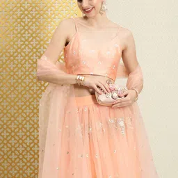 House of Pataudi Net Sequinned Ready To Wear Jashn Lehenga & Choli With Dupatta image 5