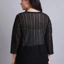 Dressitude Self Design Open Front Cotton Shrug image 3