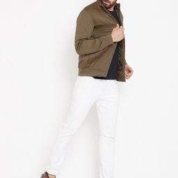 Pierre Carlo Men Olive Brown Solid Bomber Jacket image 5