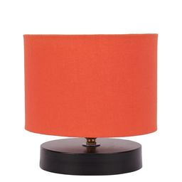 Devansh Orange Solid Drum Designer Table Lamp with Base image 3