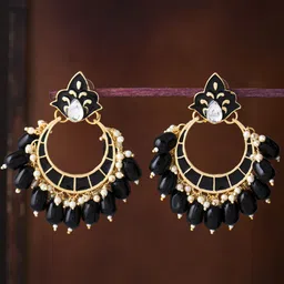 Sukkhi Gold-Plated & Black Classic Meenakari Chandbalis-picture-34