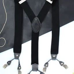PELUCHE Men Black Solid Novelist Charmer Suspenders-image-45