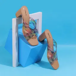 Mochi Printed Open Toe Block Heels-18