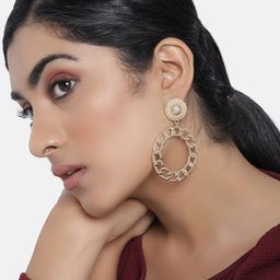 justpeachy Gold-Plated Circular Drop Earrings-image-15