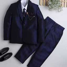DKGF FASHION Boys Blue Regular Fit 4-Piece Suit-image-90