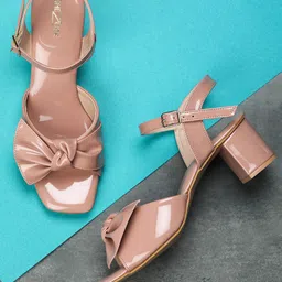 Shezone Women Peach-Coloured Solid Block Heels-image-7