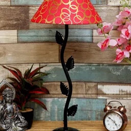 foziq Black & Red Printed Frustum Table Lamp With Shade image 2
