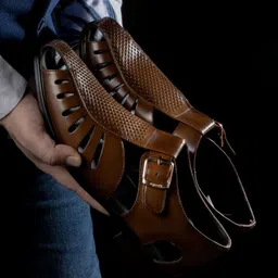 Egoss Textured Round Toe Leather Shoe-Style Sandals-picture-12