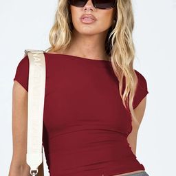 HERE&NOW Women Solid Boat Neck Nylon Top-picture-41
