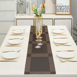 HOKIPO Brown Geometric Rectangular Table Runner image 2