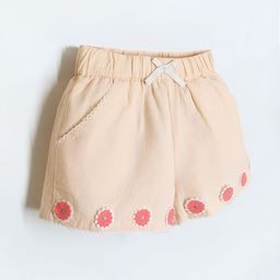 Cherry Crumble Girls Peach Coloured Floral Shorts-image-55