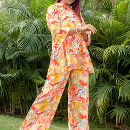 Libas Abstract Printed A-Line Shirt & Palazzo Set-image-30