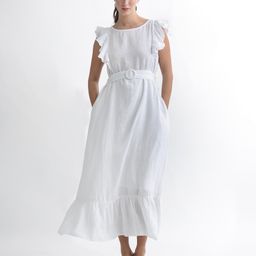 RAREISM Flutter Sleeve Linen A-Line Midi Dress-image-40