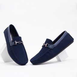 Big Fox Men Blue Woven Design Loafers-17
