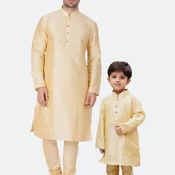 VASTRAMAY Boys Long Sleeves Dupion Silk Kurta with Pyjamas-25