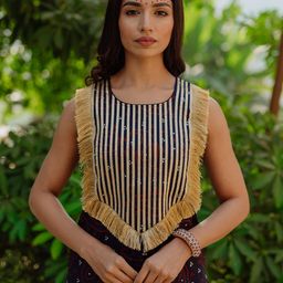 anayna Women Navy Blue & White Printed Kurta with Palazzos-picture-26
